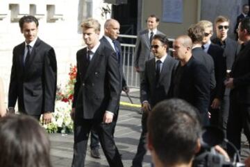 Adrian Sutil,  Nico Hulkenberg y Felipe Massa a su llegada al funeral.