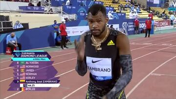 Anthony Zambrano, segundo en 400m en Liga Diamante 2021