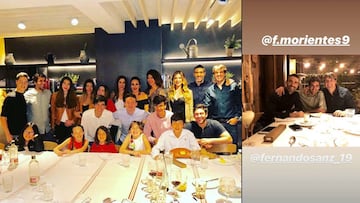Imágenes de los cumpleaños de las mujeres de Raúl González Blanco y de Fernando Morientes, Mamen Sanz y Victoria López. La primera con sus familias y la de Fernando Sanz y la segunda de los tres exfutbolistas del Real Madrid muy sonrientes en la mesa.