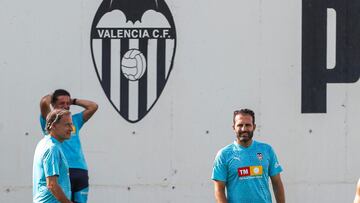 Chema Sanz y Rubén Baraja, en el entrenamiento previo al partido contra Osasuna.