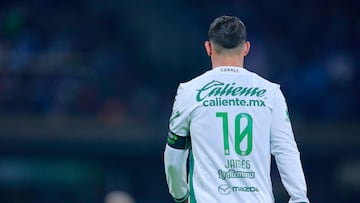 MEXICO CITY, MEXICO - APRIL 15: James Rodriguez of Leon walks during the 16th round match between Cruz Azul and Leon as part of the Torneo Clausura 2025 Liga MX at Estadio Olimpico Universitario on April 15, 2025 in Mexico City, Mexico. (Photo by Mauricio Salas/Jam Media/Getty Images)