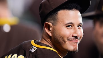 HOUSTON, TEXAS - SEPTEMBER 09: Manny Machado #13 of the San Diego Padres looks on prior to facing the Houston Astros at Minute Maid Park on September 09, 2023 in Houston, Texas. Carmen Mandato/Getty Images/AFP (Photo by Carmen Mandato / GETTY IMAGES NORTH AMERICA / Getty Images via AFP)