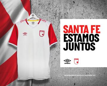 Esta es la camiseta alternativa (blanca) de Independiente Santa Fe para 2020.