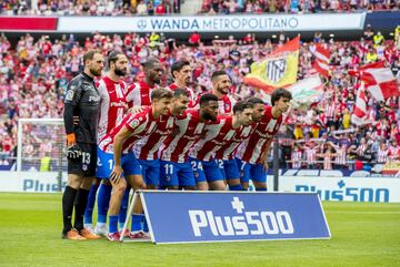 El once inicial del Atlético de Madrid. 