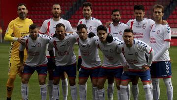 Jugadores del Rayo Majadahonda antes del encuentro ante el Numancia.