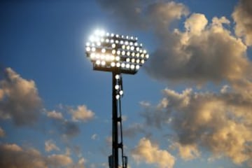 Football Soccer Serbia - Partizan Belgrade v Red Star Belgrade - Super liga - Partizan Belgrade Stadium, Belgrade, Serbia - 17/9/16 A stadium reflector is seen during the match.