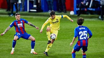 Manu Trigueros of Villarreal CF during the Spanish league, La Liga Santander, football match played between SD Eibar SAD and Villarreal CF at Ipurua stadium on March 14, 2021 in Eibar, Spain.
 AFP7 
 14/03/2021 ONLY FOR USE IN SPAIN