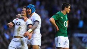 TODO ABIERTO. Care y Nowell festejan el triunfo inglés ante Irlanda.