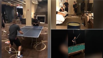 El Barça se divierde en el hotel: ping-pong, billar, basket...