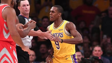 Rajon Rondo, jugador de los Lakers, durante la pelea con Chris Paul, base de los Rockets.