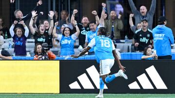 Kerwin Vargas de Charlotte FC celebra el gol ante Inter Miami en la última jornada de MLS.