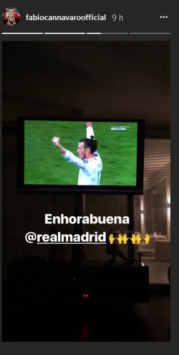 Fabio Cannavaro felicit¨® al equipo blanco desde su casa.