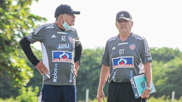 Julio Comesaña en un entrenamiento de Junior.