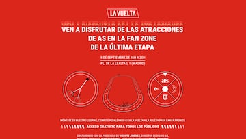 Cartel promocional del stand de AS en la fan zone de la última etapa de la Vuelta a España en Madrid.