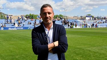 Óscar Cano, antes de empezar el partido contra el Linares.