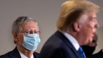 Senate Majority Leader Mitch McConnell and US President Donald Trump at a briefing. 