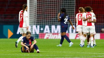 Soccer Football - Women's Champions League - Group C - Ajax Amsterdam v Paris St Germain - Johan Cruijff Arena, Amsterdam, Netherlands - November 15, 2023 Paris St Germain's Korbin Albert looks dejected after the match REUTERS/Piroschka Van De Wouw