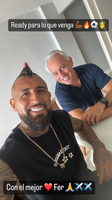 “Ready para lo que venga”: Vidal posa junto a Felicevich y acelera su salida de Flamengo