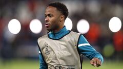 Soccer Football - Champions League - Group A - Paris St Germain v Manchester City - Parc des Princes, Paris, France - September 28, 2021 Manchester City&#039;s Raheem Sterling during the warm up before the match REUTERS/Benoit Tessier