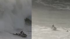 Surfista es rescatado segundos antes de que cayera encima una ola gigante