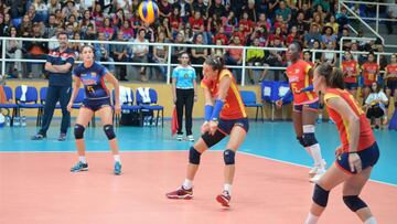 Imagen de un partido de la selecci&oacute;n espa&ntilde;ola femenina de voleibol.