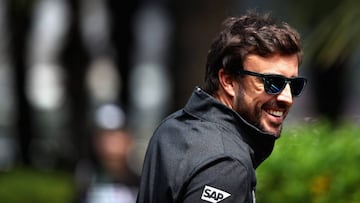 SHANGHAI, CHINA - APRIL 08: Fernando Alonso of Spain and McLaren Honda walks in the Paddock during final practice for the Formula One Grand Prix of China at Shanghai International Circuit on April 8, 2017 in Shanghai, China. (Photo by Clive Mason/Getty Images)