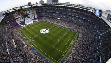 19/04/17 PARTIDO CHAMPIONS LEAGUE CUARTOS VUELTA 
 REAL MADRID - BAYERN MUNICH PANORAMICA SANTIAGO BERNABEU SEGUIDORES VISTA AEREA
 