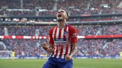 Sa&uacute;l celebra un gol con el Atl&eacute;tico.
 