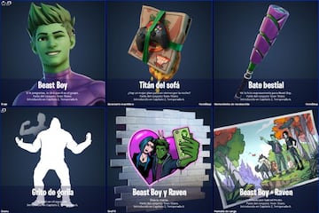 Todos los objetos de Chico Bestia/Beast Boy en Fortnite