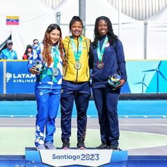 Geiny Pájaro, primer oro en el patinaje de velocidad en Santiago