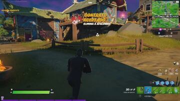 Aceptamos un contrato. El juego nos enseñará el retrato del skin que está usando el jugador a eliminar