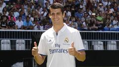 &Aacute;lvaro Morata, durante su presentaci&oacute;n.