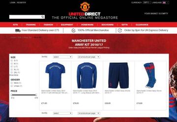 La camiseta de Mkhitaryan se vendía ayer en la tienda oficial del Manchester United.