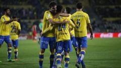 Celebraci&oacute;n del tercer gol del Las Palmas