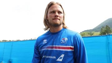 Birkir Bjarnason, durante el entrenamiento de hoy.