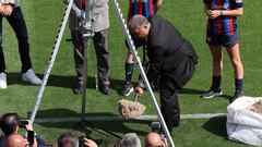 Barça coach Xavi Hernández, departing captain Sergio Busquets and president Joan Laporta were among those to take part in the ceremony.