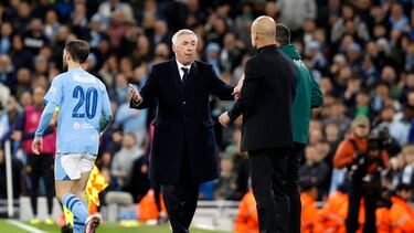 17/04/24 PARTIDO VUELTA CUARTOS CHAMPIONS LEAGUE
MANCHESTER CITY - REAL MADRID
CARLO ANCELOTTI ENTRENADOR PEP GUARDIOLA ENTRENADOR
