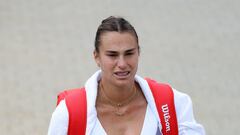 Tennis - Wimbledon - All England Lawn Tennis and Croquet Club, London, Britain - July 1, 2024 Belarus' Aryna Sabalenka after a practice session REUTERS/Isabel Infantes