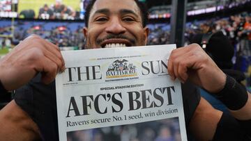 BALTIMORE, MARYLAND - DECEMBER 31: Andrew Adams #37 of the Baltimore Ravens celebrates after defeating the Miami Dolphins at M&T Bank Stadium on December 31, 2023 in Baltimore, Maryland.   Rob Carr/Getty Images/AFP (Photo by Rob Carr / GETTY IMAGES NORTH AMERICA / Getty Images via AFP)