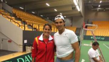 Conchita, con Nadal en Odense.