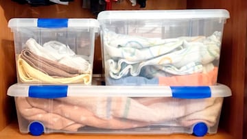 Cajas de plástico para el almacenamiento de la ropa en Amazon
