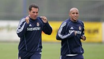 Luxemburgo y Roberto Carlos durante un entrenamiento