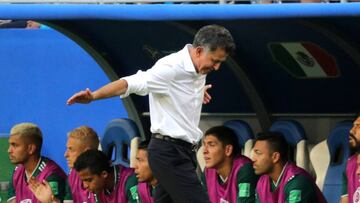 Juan Carlos Osorio durante el M&eacute;xico vs Brasil en Rusia 2018.