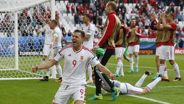 El futbolista de Hungría, Adam Szalai, durante un partido de la Eurocopa.