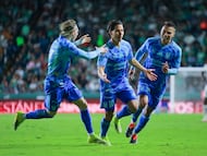 Diego Lainez festeja un gol con Tigres en el partido ante León de la Jornada 4 del torneo Clausura 2026.