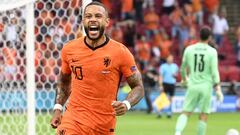 Depay celebra un gol en la Eurocopa.