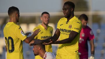 celebracion gol 2-1, de Boulaye Dia, Villarreal CF v O. Lyon, partido pretemporada, Pinatar Arena, Julio 22 2021, San Pedro del Pinatar, Murcia