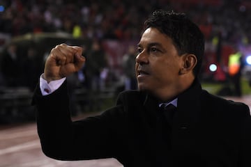 BUENOS AIRES, ARGENTINA - OCTOBER 01: Marcelo Gallardo head coach of River Plate celebrates the victory after the semi final first leg match between River Plate and Boca Juniors as part of Copa CONMEBOL Libertadores 2019  at Estadio Monumental Antonio Ves