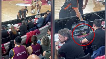 La pillada a un operador de mesa de la Liga Endesa viendo el Barbastro-Barça