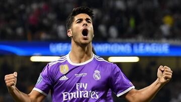 Marco Asensio celebrando el gol que anotó ante la Juventus en la final de la Champions y que supuso el 4-1.